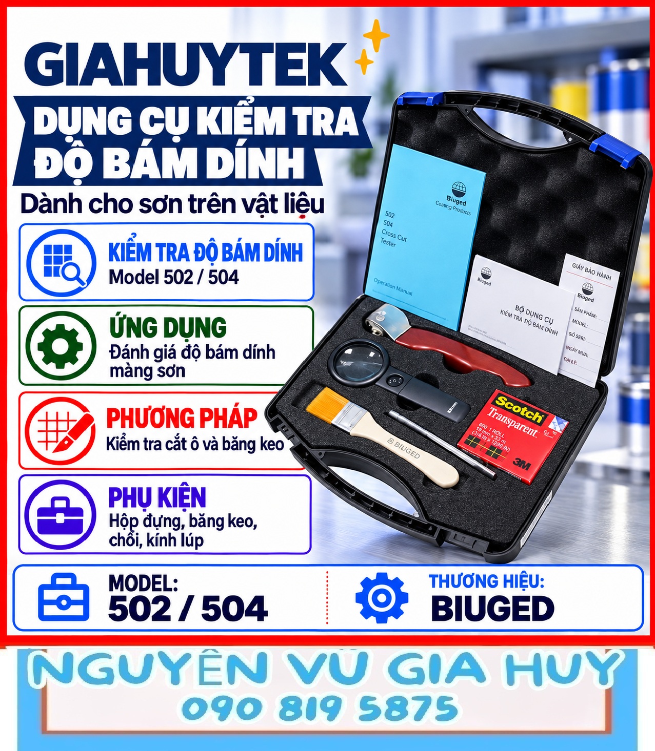 Chọn dao và thử bám dính sơn với BGD 502, 504